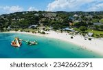 The newly-opened Harmony Beach Park with its white sand beach and turquoise blue water. A now popular recreation destination for families in and around the Montego Bay Area. 