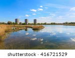 Newly-opened Woodberry wetlands nature reserve at Woodberry Down in London on a sunny day