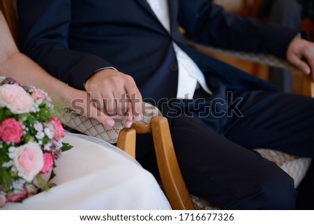 Image, Stock Photo hands intertwined wedding couple on wedding day