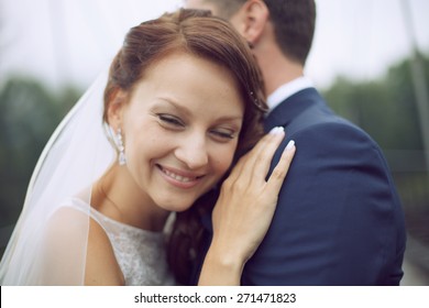 Newlyweds On Wedding Day. Bride And Groom.