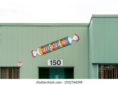 Newmarket, On, Canada - October 3, 2020: Rockets Candy Logo On The Building At Ce De Candy's Facility In Newmarket, On, Canada. Ce De's Candy Inchad Been  Renamed To Smarties Candy Caonpany.