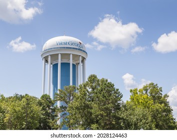 NEWNAN, GEORGIA - AUGUST 13, 2021:   University Of West Georgia Water Tower Located In Newnan, Georgia Just South Of Atlanta.