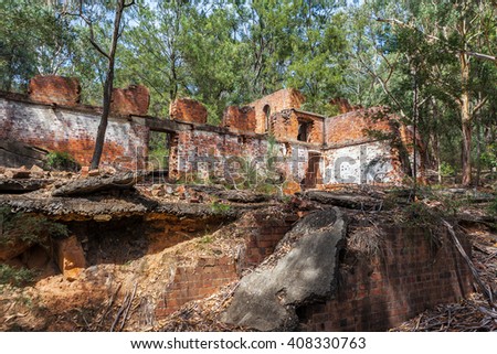 Newnes Shale Oil Factory Ruins. New South Wales, Victoria, Australia Stock photo © 