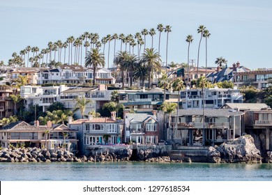 Newport Beach, CA / USA - January 26, 2019: Coastal Homes In Newport Beach California 