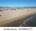 The Newport Beach, California, From a UAV Aerial Drone looking at the Beach Area