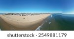 The Newport Beach, California, From a UAV Aerial Drone looking at the Beach Area