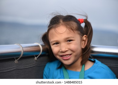 Newport Beach CA/USA. 04/27/2019 Girl  On A Whale Watching Boat