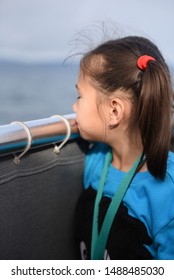 Newport Beach CA/USA. 04/27/2019 Girl  On A Whale Watching Boat