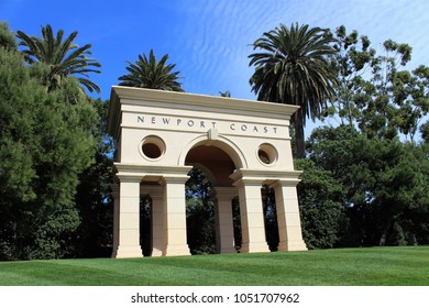 Newport Coast Arch Structure Against Greenery And Blue Sky