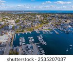 Newport Harbor aerial view in Narragansett Bay, city of Newport, Rhode Island RI, USA. 