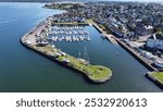 Newport Harbour opposite Dundee Harbour aerial photograph ￼