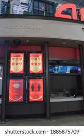 Newport, KY, 11-06-2020: COVID Signage At Closed AMC Ticket Booth