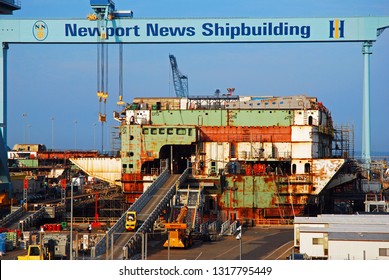 Newport News, VA, USA August 2 An Older Ship Gets Needed Repairs And Maintenance At A Shipbuilding Facility In Newport News, Virginia