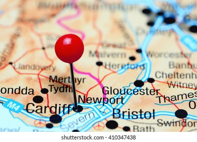 Newport Pinned On A Map Of Wales
