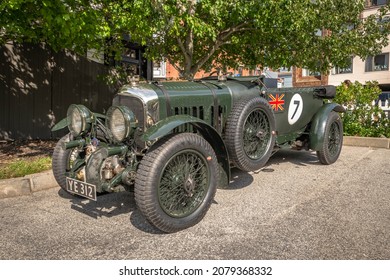 NEWPORT, RI - 2 OCTOBER 2021: A Vintage Bentley Parked Off Thames St.