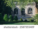 Newport, USA - September, 17th, 2015: The Beautiful gardens in the Elms gilded age historic mansion at Bellevue avenue in Newport, Rhode Island, USA