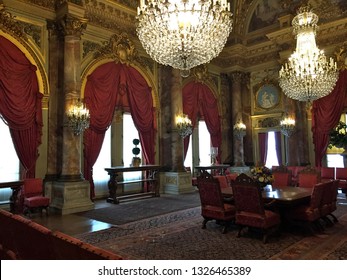 NEWPORT, USA – SEPTEMBER 3, 2016: Decorations Inside Newport Mansions, Newport, Rhode Island, USA