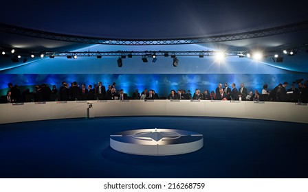 NEWPORT, WALES, UK - Sep 4, 2014: World Leaders During A Meeting Of The NATO Summit In Newport (Wales, UK)