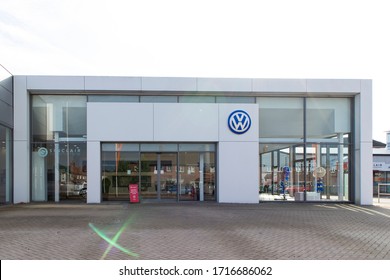 Newport, Wales/UK - 04/25/2020: A Volkswagen showroom/transit centre.