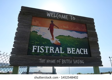 Newquay, UK  July 2019: Fistral Beach