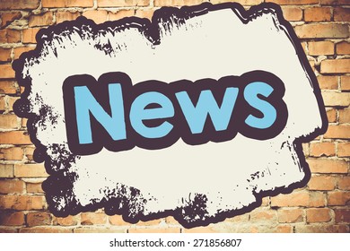 News Word On Brick Wall Background