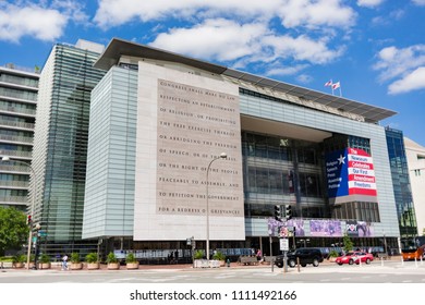 The Newseum In Washington D.C. On June 12, 2018. The Newseum Opened In 2008 And Celebrates The Role And Importance Of The 1st Amendment  In American Life And History.