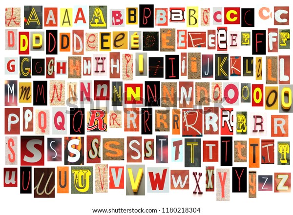 Newspaper Alphabet Cut Out Red Orange Stock Photo (Edit Now) 1180218304