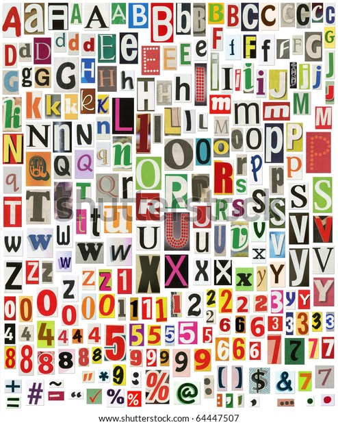 Newspaper Alphabet Numbers Symbols Isolated On Stock Photo (Edit Now ...
