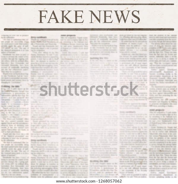 Newspaper Headline Fake News Old Unreadable Stock Photo