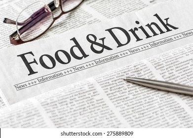 Eine Zeitung mit der Überschrift Essen und Trinken