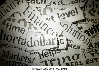 Newspaper Headlines close up for background