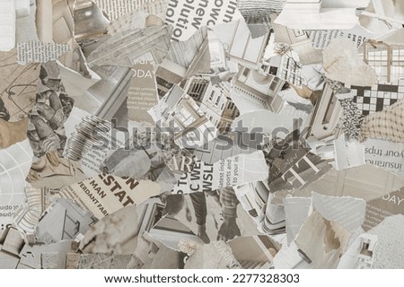 Newspaper Magazine Collage Background Texture Torn Clippings Scrap Paper White Grey Brown
