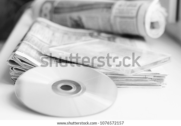 Newspapers Cd Dvd Pile Daily Papers Stock Photo Edit Now Newspapers Cd Dvd Pile Daily Papers Stock Photo Edit Now