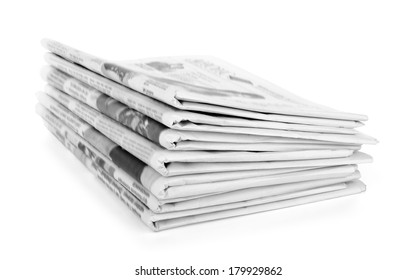 Newspapers Stack On White Background