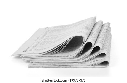 Newspapers Stack On White Background