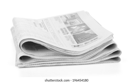 Newspapers Stack On White Background