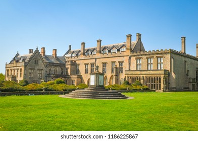 Newstead Abbey, England - May 6, 2018: Medieval architecture in Newstead Abbey grounds, major tourist landmark in Nottinghamshire, East Midlands, England