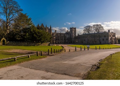 NEWSTEAD ABBEY, NOTTINGHAM, UK - Feb 8, 2020: A view towards the Abbey at Newstead, Nottingham on a bright winters day