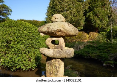 Newstead Abbey, Nottinghamshire, UK 03 25 2022 Japanese style water garden ornament