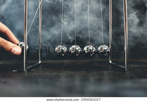 Newton Cradle Pendulums Steel Kinetic Balls Stock Photo 1404363317 