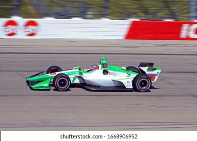 Newton Iowa, July 19, 2019: 88 Colton Herta, USA, On Race Track During Practice Session For The Iowa 300 Indycar Race.