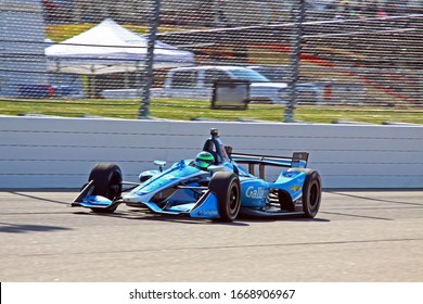 Newton Iowa, July 19, 2019: 59 Conor Daly, USA, On Race Track During Practice Session For The Iowa 300 Indycar Race.