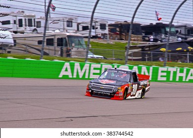 Newton Iowa, USA - July 11, 2014: NASCAR Camping World Truck Series, American Ethanol 200. Iowa Speedway. 30 Ron Hornaday Jr., Chevrolet, Turner Scott Motorsports