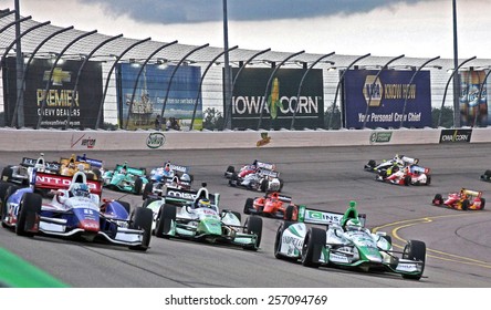 Newton Iowa, USA - July 12, 2014: Verizon Indycar Series Iowa Corn 300 On Track Racing Action. 8 Ryan Briscoe NTT Data Chip Ganassi Racing Chevrolet