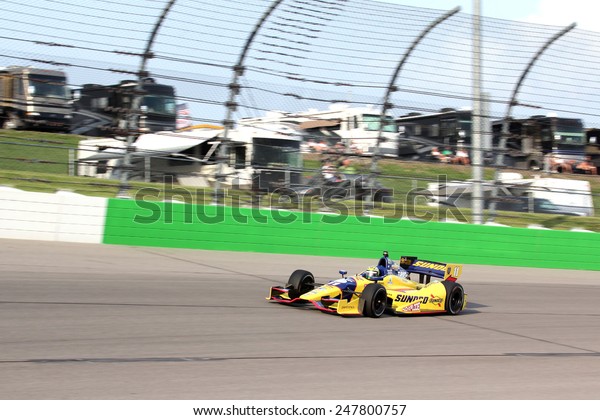 Newton Iowa, USA - June 22,
2013: Indycar Iowa Corn 250, Iowa Speedway, Practice and Qualifying
sessions. Tony Kanaan Salvador, Brazil Sunoco ?Turbo? KVRT-SH
Racing
