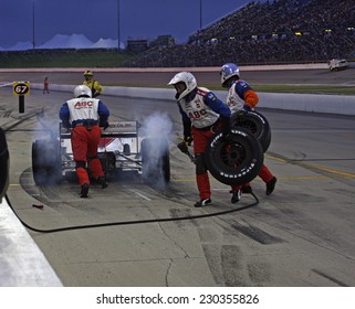 Newton Iowa, USA - June 25, 2011: Indycar Iowa Corn 250, Vitor Meira - Brazil, ABC Supply, Foyt Racing, Indy Racing Pitstop Action, After Getting New Tires.