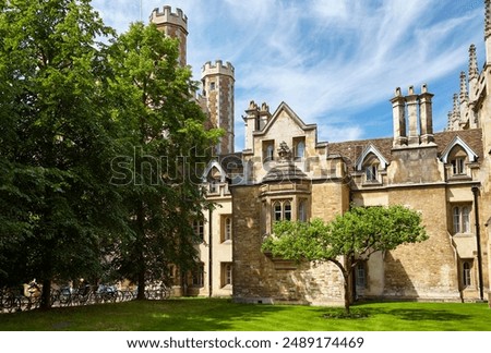 Newton's Apple Tree which grows outside the main entrance to Trinity College and was originally grafted from the actual tree at Newton’s childhood home. Cambridge. United Kingdom