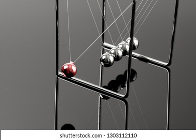 Newtons Cradle Balancing Balls, Business Concept In Studio