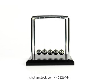 Newtons Cradle Isolated Against A White Background