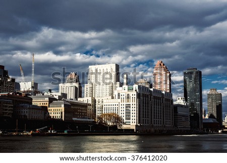 NewYork City panorama with Manhattan Skyline on cloudy day